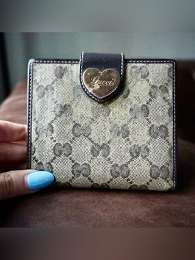 Vintage Gucci GG Canvas Wallet Brown Black Bifold Authentic